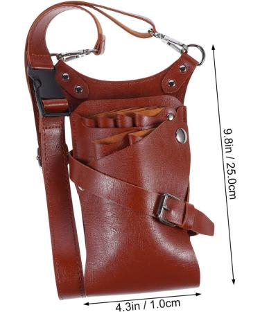 Lurrose Hairdresser Bunkbob Hairdressing Scissors Belt - Stylish PU Tool Case Bag for Shears & Onion Cutters - 25x11cm Brown - Buy Online on GoSupps.com
