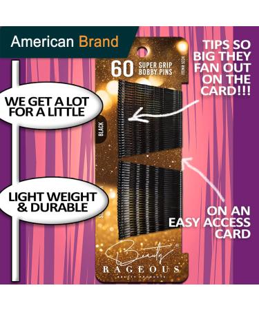 Super Grip Bobby Pins - Black - 60 Count | Secure Hold Hair Accessories - Buy Online on GoSupps.com