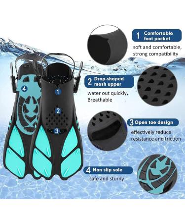 Createy Snorkel Set | Panoramic View Diving Mask, Trek Fin, Dry Top Snorkel - Green | S/M Adults 4.5-8.5 - Buy Online on GoSupps.com