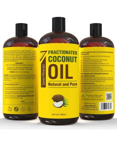Organic Fractionated Coconut Oil 32 fl oz - Non-GMO, 100% Natural Massage & Carrier Oil for Skin, Hair & Aromatherapy - Lightweight & Pure - Essential Oil Base - 1 Pack - Buy Online on GoSupps.com