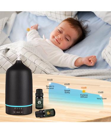 300ML Ceramic Ultrasonic Aromatherapy Diffuser & Humidifier - Quiet Essential Oil Infuser with 7 Lights for Large Room - Black - Buy Online on GoSupps.com