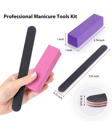 Professional 100/180 Grit Double Sided Nail Files Kit - 12 Pcs Black | Nail Care Set for Manicure & Pedicure - Buy Online on GoSupps.com