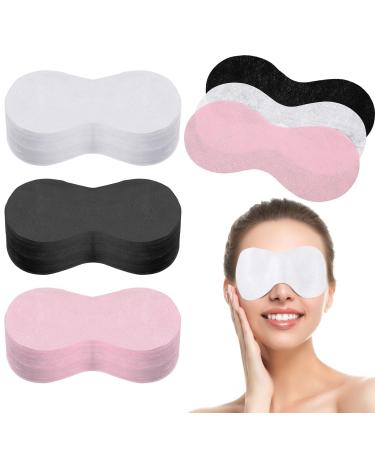 Lounsweer 600 Pieces Disposable Eye Mask Paper Non Woven Eye Care Cotton Paper Facial Eye Pads Spa DIY Beauty Sheets for Skincare Spa Wrap Moisture Retention  Black  White  Pink