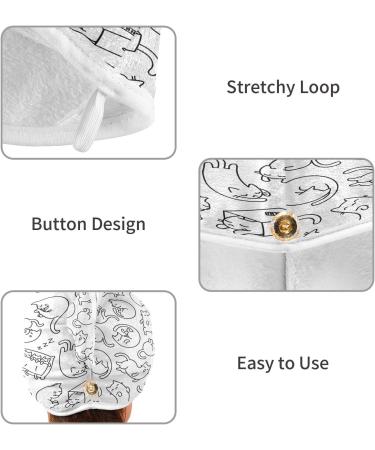 Sleepy Cat Dry Hair Cap - 2 Piece Quick Drying Towel Set with Button Headband | Super Absorbent & Soft Comfort for All Hair Types - International Shipping Available - Buy Online on GoSupps.com