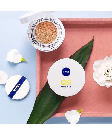 NIVEA Q10 3EN1 Cushion Tono Medio 15ml - Perfeccionador Facial Hidratante Anti-Aging con Protector Solar - Piel Uniforme y Natural - Buy Online on GoSupps.com