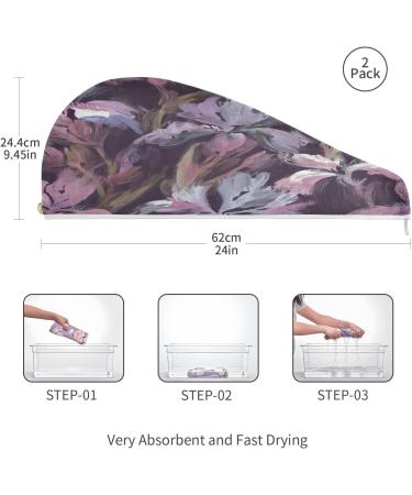 Blooming Iris Flower Dry Hair Cap Set | 2-Piece Quick Drying Towel & Button Headband | Super Absorbent & Comfortable - Buy Online on GoSupps.com