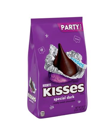 HERSHEY'S KISSES SPECIAL DARK Mildly Sweet Chocolate Candy, Individually Wrapped, 32.1 oz Bulk Party Pack