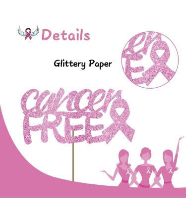 Cancer Free Cake Topper Breast Cancer Awareness Cake Decor Breast Cancer Pink Ribbon Sign Survivor Party Decoration Supplies - Pink Glitter 1 - Buy Online on GoSupps.com