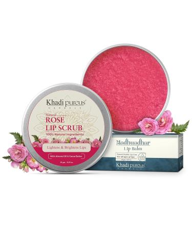 Herbals Madhuadhar Rose Lip Scrub for Lightening Brightening | Natural Lip Brightening Scrub for Exfoliate Smoked Lips | Women & Men (10 gm)