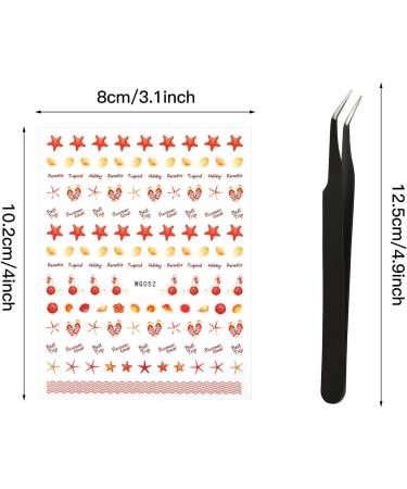 2800-Piece Mixed Summer Holiday Nail Art Stickers | 3D Flamingo, Cactus, Fruits, Leaves | Self-Adhesive Nail Decals with Tweezers - Buy Online on GoSupps.com
