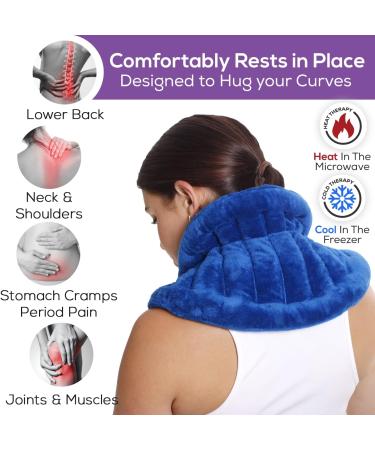 Microwavable Heating Pad for Lower Back, Neck, and Shoulders - Flaxseed Rice Hot Bag (Blue) - Buy Online on GoSupps.com