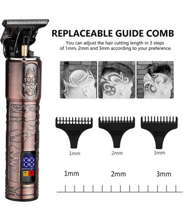 RESUXI Professional Men's Hair Clippers Cordless Zero Gapped Trimmers Pro Li T Blade Trimmer Waterproof Edgers Clippers for Men French Trimmer Detail Beard Shaver LED Display Rose Gold Knight Black - Buy Online on GoSupps.com