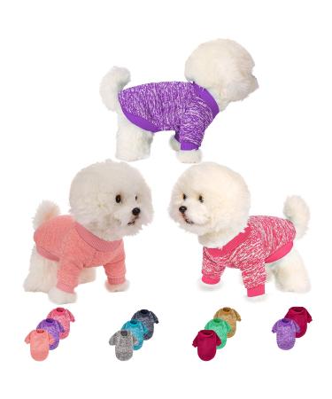 Dog Sweater, Dog Sweaters for Small Dogs, 2, 3 Pack Warm Soft Pet Clothes for Puppy, Medium Large Cat, Dogs Girl or Boy, Dog Shirt Vest Coat for Winter Christmas X-Small Pink+Purple+HotPink