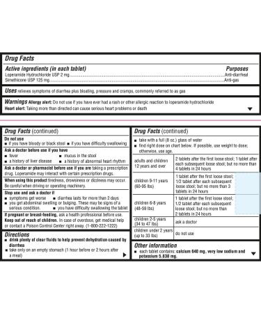Camber Loperamide and Simethicone Multi-Symptom Tablets Anti-Diarrheal and Anti-Gas 24 Count - Buy Online on GoSupps.com