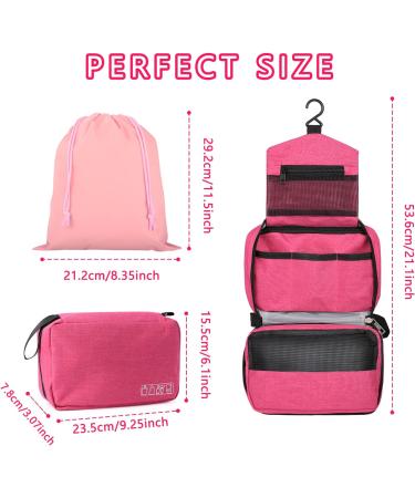 Januts Hanging Travel Toiletry Bag - Waterproof Makeup Organizer for Women & Men in Red Rose Red | Includes 2 Drawstring Bags - Ideal for Travel - Buy Online on GoSupps.com