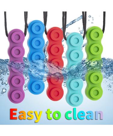 Nsodinevus Sensory Necklaces - 5 Pack Silicone Chewelry for Autism & ADHD Kids | Food Grade, Oral Motor Support - Rainbow Colors - Buy Online on GoSupps.com