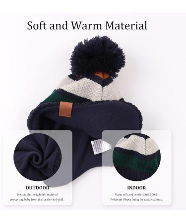 XIAOHAWANG Striped Winter Baby Beanie Hat Set - Kids Classic Beanie Hat & Scarf Combo, Green - 4-8 Years - Buy Online on GoSupps.com
