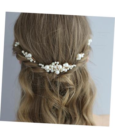 Mikinona 1 Set Bride Wedding Hairpin Pearl Hair Side Comb Pearl Hair Stick Bride Headdress Wedding Hair Comb Bride Hair Side Comb Bride Hair Accessory Bride Hair Comb Bride Hair Fork - Buy Online on GoSupps.com