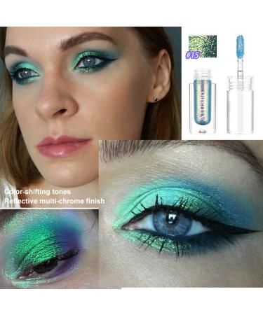 Afflano Liquid Eyeshadow - Multichrome Glitter Eye Shadow Makeup | Color Changing Holographic Blue Green Gold #15 | Long-Lasting Sparkling Formula for Stunning Eyes - Buy Online on GoSupps.com