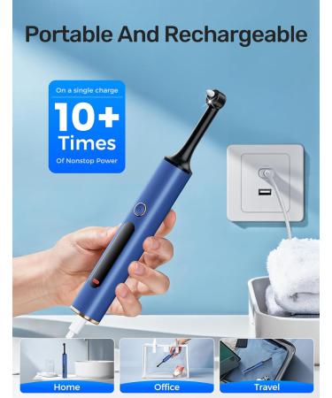 Rechargeable Tooth Polisher Kit - Teeth Whitening & Tartar Removal Tools for Home Use | Includes 3 Polish Pastes & 5 Brush Heads - Buy Online on GoSupps.com