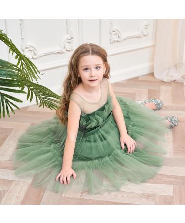 Miipat Baby Girl Tulle Sleeveless Princess Party Dress with Headband | Green | 3-4 Years - Buy Online on GoSupps.com