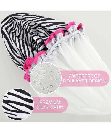 Abeillo 4 Packs Double Layer Shower Caps Reusable Bath Cap Waterproof Elastic Shower Hat Edge Covering Ears for Women Shower Spa Salon - Buy Online on GoSupps.com