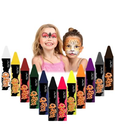 Aoowu children's make set make-up pencil bodypainting washable neon UV make-up colors face paint make-up body color children colored pencils for halloween carnival make-up carnival (12 color-b)