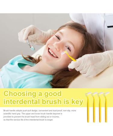 SKHAOVS 40pcs L-Shaped Interdental Brushes 0.7mm - Long Handle, Portable Oral Tooth Clean, Plaque Removal - Yellow - Buy Online on GoSupps.com