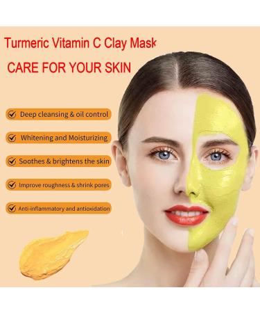 Scarman Turmeric Vitamin C Clay Mask - Reduce Dark Spots Blackheads & Wrinkles | 4.23 oz | Deep Clean & Moisturize Skin - Buy Online on GoSupps.com