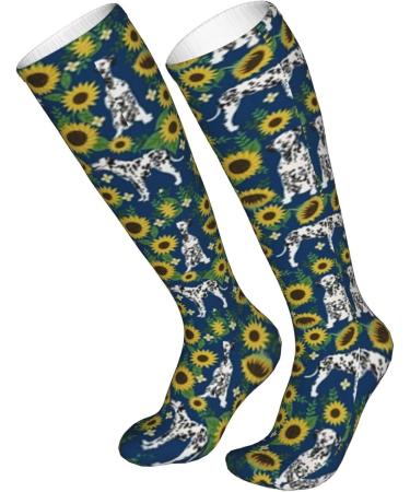 Dalmatian Sunflower Dog Design Compression Socks for Men & Women - 15-20 mmHg Circulation Support for Running & Sports - Buy Online on GoSupps.com