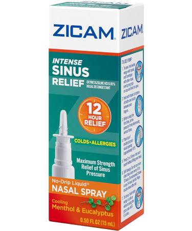 Zicam Intense Sinus Relief No-Drip Nasal Spray with Menthol & Eucalyptus - 0.5 oz - Buy Online on GoSupps.com