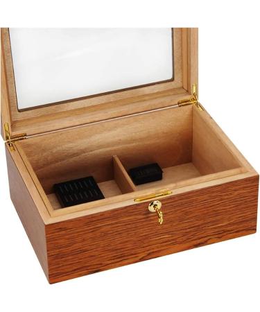 Cigar Boxs Cigar Case Cigar Box Desktop Cigar Humidor Case Glasstop Cigar Storage Box Cherry Finish with Hygrometer and Humidifier Holds 50 Cigars - Buy Online on GoSupps.com