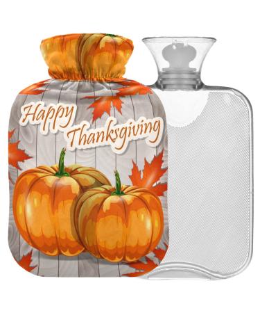 Naanle pumpkins Thanksgiving Day hot water bottle with reference transparent hot water bottle heat bottle for bed hand feet warmer pain relief heat and cold therapy large 2l