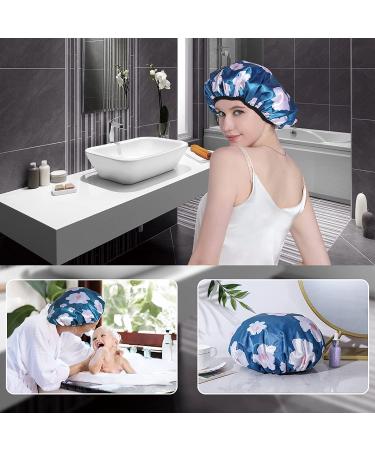 Terry Lined Shower Cap for Women - Waterproof & Reusable - Blue - Buy Online on GoSupps.com