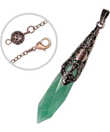 Kyeygwo Green Aventurine Reiki Healing Stone Pendulum Necklace | Vintage Chain Gemstone Quartz for Divination & Meditation - Perfect for Men & Women - Buy Online on GoSupps.com