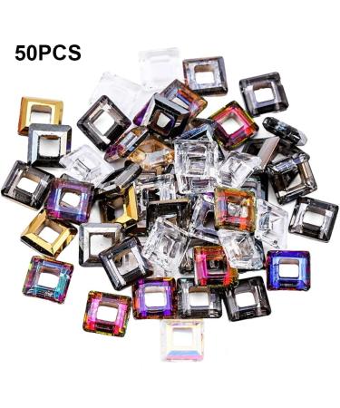 dijiusidy 50 Pieces Glass Crystal Set Eye-catching Personalized Nail Art Rhinestones DIY Handcraft Manicure Accessories for Card Making Square Ring of Angel - Buy Online on GoSupps.com