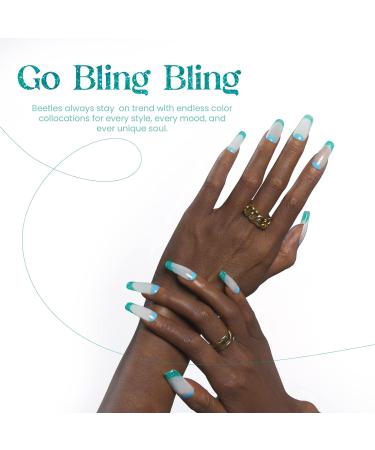 Beetles Glitter Gel Nail Polish 15ml - Oasis Green Reflective Soak Off LED Nail Gel for Manicure Salon and DIY Home - G-New Oasis - Buy Online on GoSupps.com