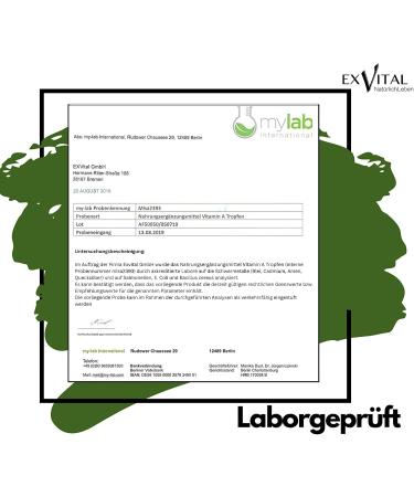 Buy exVital Vitamin A Drops - 5000 I.E (1500 g) per Dose 50ml Bottle - Vegan High-Dose Retinol Laboratory Tested 1700 Drops - Buy Online on GoSupps.com