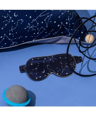 THXSILK Silk Eye Mask 100% Mulberry Silk Blindfold with Elastic Strap Headband Super Soft & Comfortable Constellation Print Sleep Mask