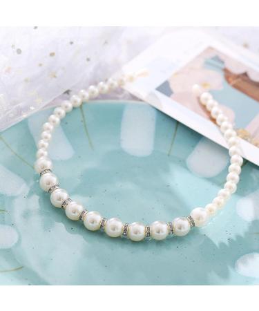 Pearl Hair Hoop | White Faux Pearl Rhinestones Hairbands - Elegant Wedding Headwear Hair Accessories Faux Pearl Rhinestones Hairbands for Wedding - Buy Online on GoSupps.com