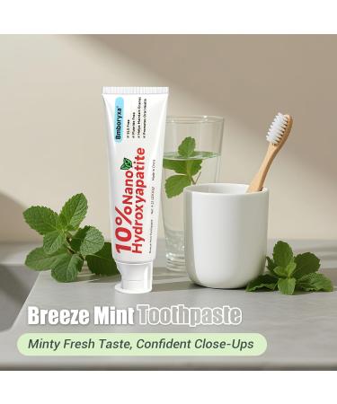 10% Nano Hydroxyapatite Toothpaste, SLS & Fluoride Free Remineralizing Toothpaste for Sensitive Teeth, Whitening, Antiplaque, Fresher Breath, Mineral Toothpast for Adults(4.23oz,Mint) 2pcs Breeze Mint - Buy Online on GoSupps.com
