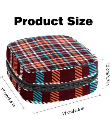Shop Stylish Women's Binding-Up Bags | Orange Brown & Blue Checkered Tampon Storage with Zip Pockets - Buy Online on GoSupps.com