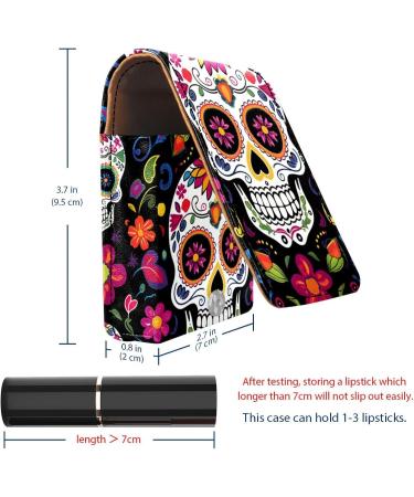 Travel Lipstick Organizer Case | Portable Makeup Bag with Mirror | Floral Sugar Skull Design - Perfect for International Shipping - Buy Online on GoSupps.com