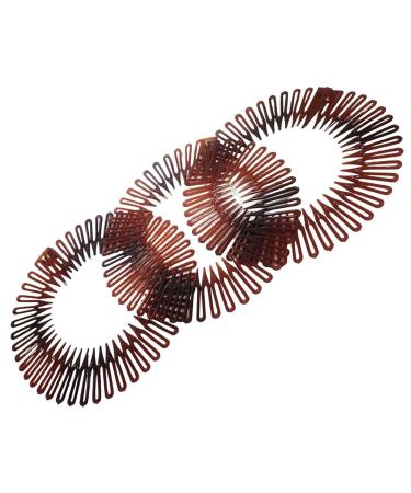 Topkids Accessories Flexi Comb Flexiband Headband - Set of 3 - Anti Snap Durable Spider Hairband Grip Circle Headbands Zig-zag Headband Stretch Hair Comb (Tort Brown)