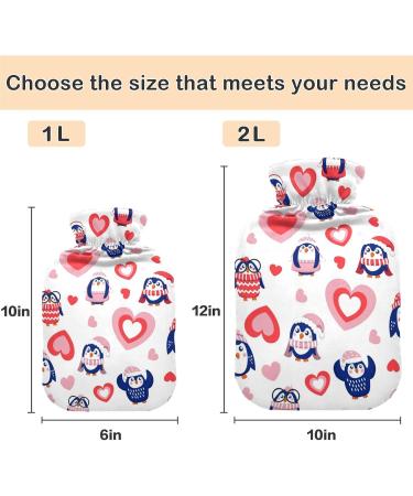 Naanle Valentine's Day Penguins 2L Transparent Hot Water Bottle - Large Bed Warmer for Pain Relief & Therapy - Buy Online on GoSupps.com