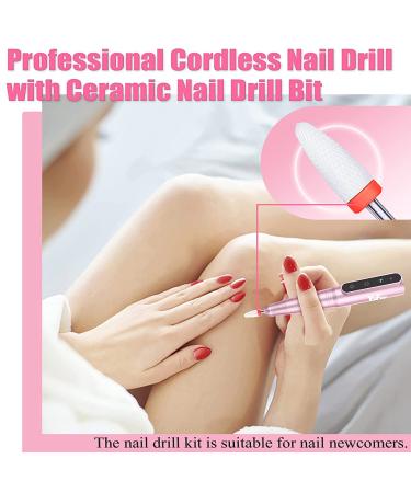 YaFex Cordless Nail Drill - Rechargeable E File Electric Nail Grinder with Ceramic Bit for Acrylic Nails - Manicure & Pedicure Tool - Pink - Buy Online on GoSupps.com