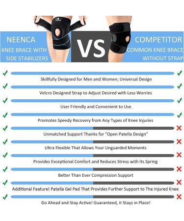 NEENCA Adjustable Compression Knee Brace with Side Stabilizers & Gel Pads - Joint Pain Relief and Injury Recovery - Medium Size - Buy Online on GoSupps.com