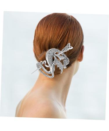 Beavorty Vintage Viking Hairpins viking hair clip hair stick Thru Hair Barrette with Stick antique style knot hair pin hair slide with stick Miss alloy Victoria European and American 9x6cm Silver - Buy Online on GoSupps.com