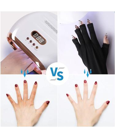 Bouttarro Anti UV Gloves for Gel Nail Lamp Protection - Black Stretchy Fingerless Gloves for Manicures at Home & Outdoors - Buy Online on GoSupps.com