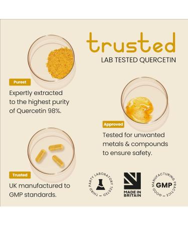 Quercetin 98% Pure 1000mg | 180 Capsules - Immunity Support | Allergy Relief | Made in UK - Buy Online on GoSupps.com